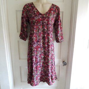 MOE Pink Floral Empire Rayon Midi Dress M 16